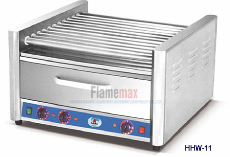 HHW-09 9-roller hot dog grill with food warmer